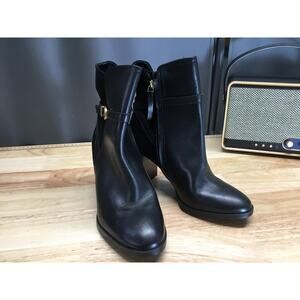 Naturalizer 27 Edit Bexley Boot Women's 8.5 Black Leather Side Zipper Almond Toe
